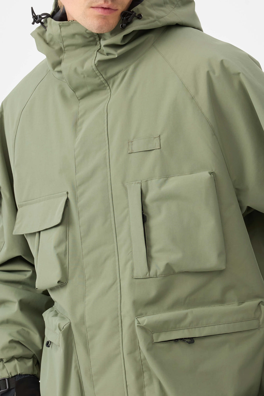 Męska ocieplana kurtka śnieżna Techwear Multi-Pocket w kolorze zielonym armii