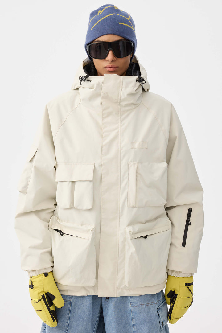 Damska ocieplana kurtka śnieżna Techwear Multi-Pocket Khaki