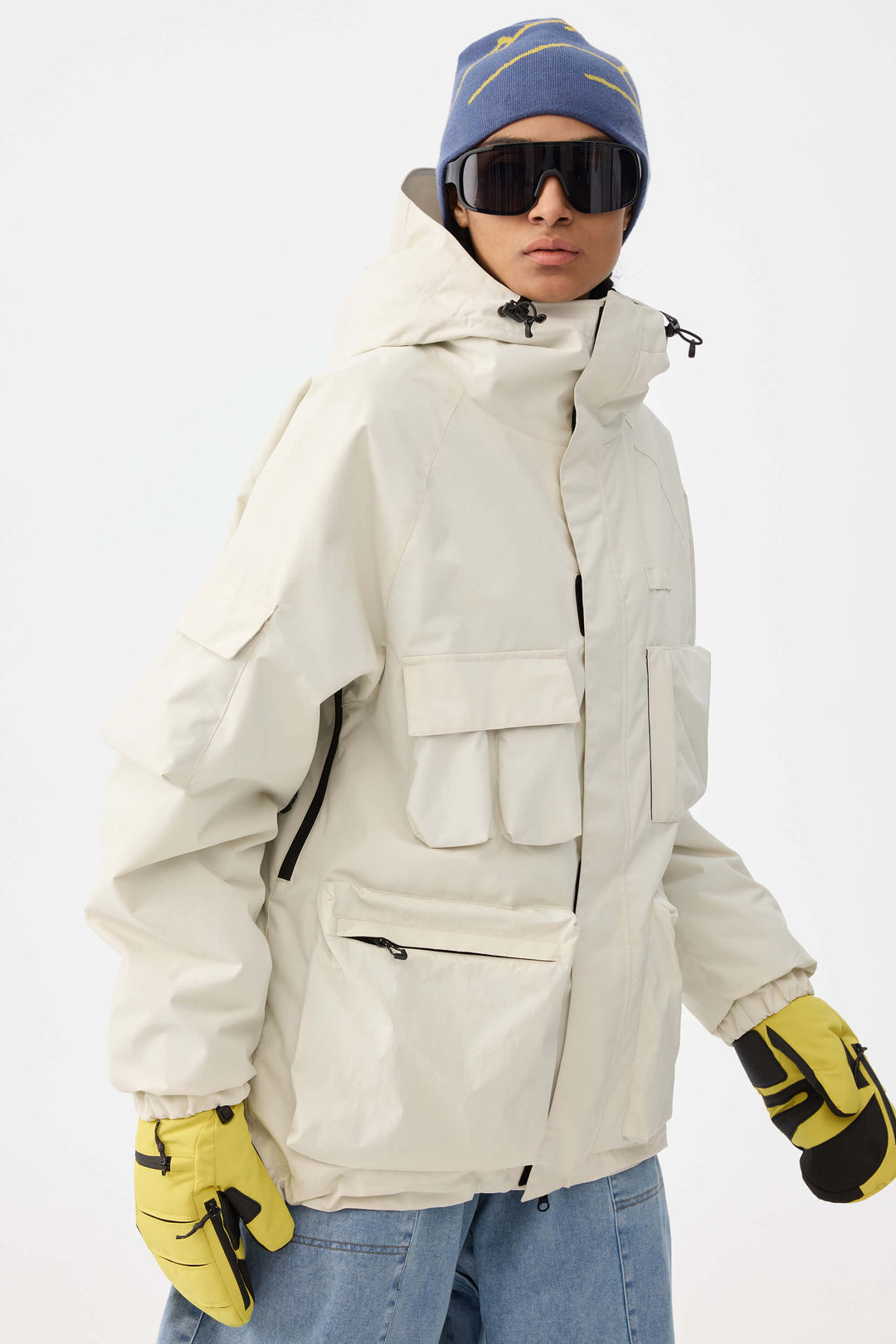 Damska ocieplana kurtka śnieżna Techwear Multi-Pocket Khaki