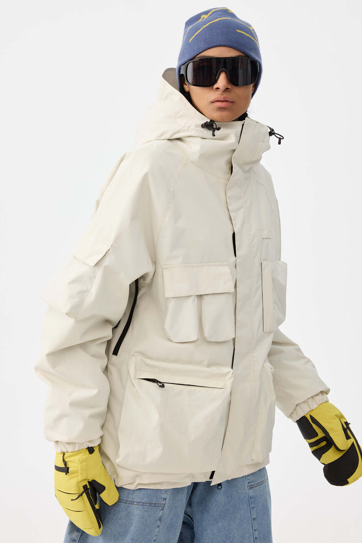 Damska ocieplana kurtka śnieżna Techwear Multi-Pocket Khaki