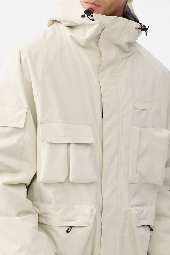 Off-White Techwear Herren-Schneejacke mit mehreren Taschen und Isolierung 