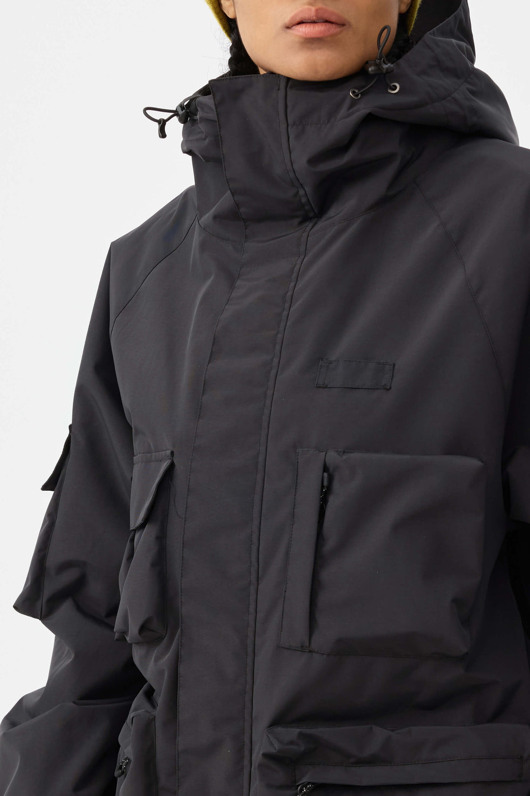 Damska czarna ocieplana kurtka śnieżna Techwear Multi-Pocket