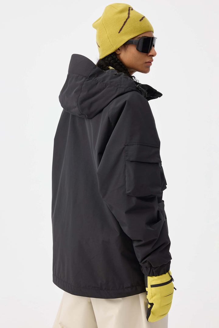 Damska czarna ocieplana kurtka śnieżna Techwear Multi-Pocket