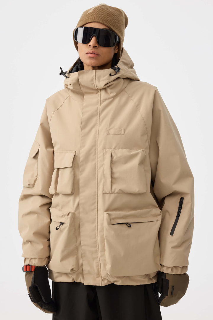 Damska ocieplana kurtka śnieżna Techwear Multi-Pocket Khaki