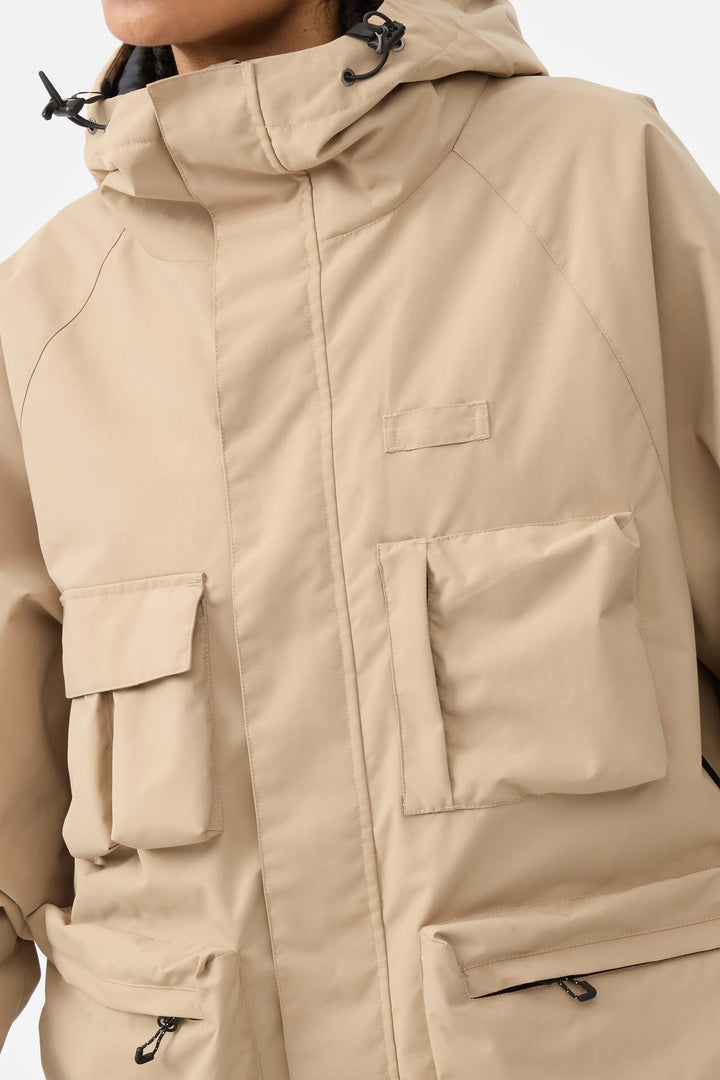 Damska ocieplana kurtka śnieżna Techwear Multi-Pocket Khaki