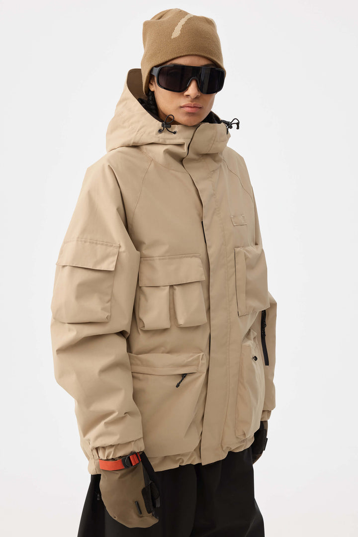 Damska ocieplana kurtka śnieżna Techwear Multi-Pocket Khaki