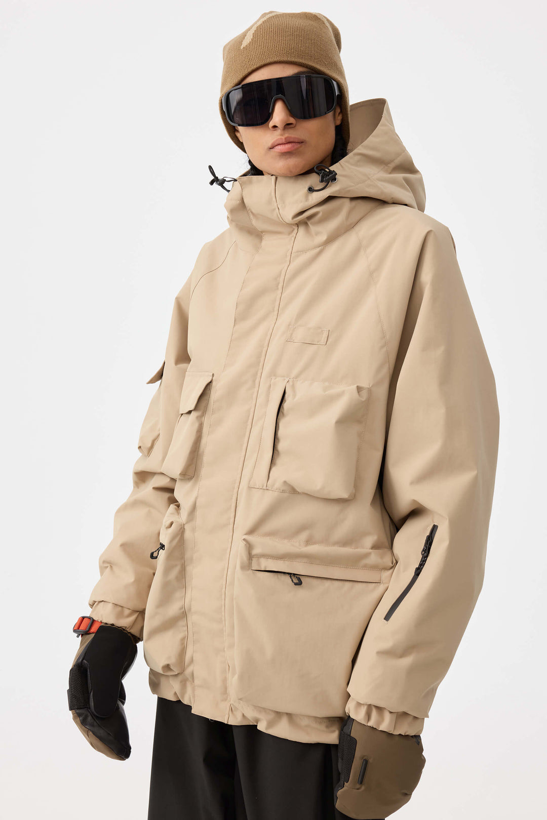 Damska ocieplana kurtka śnieżna Techwear Multi-Pocket Khaki