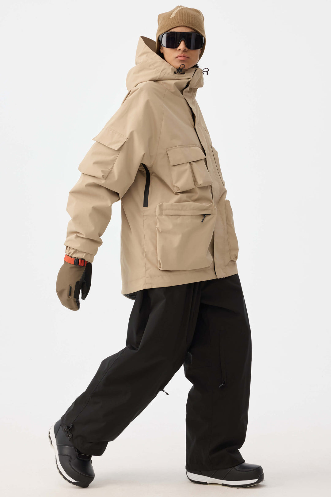 Damska ocieplana kurtka śnieżna Techwear Multi-Pocket Khaki