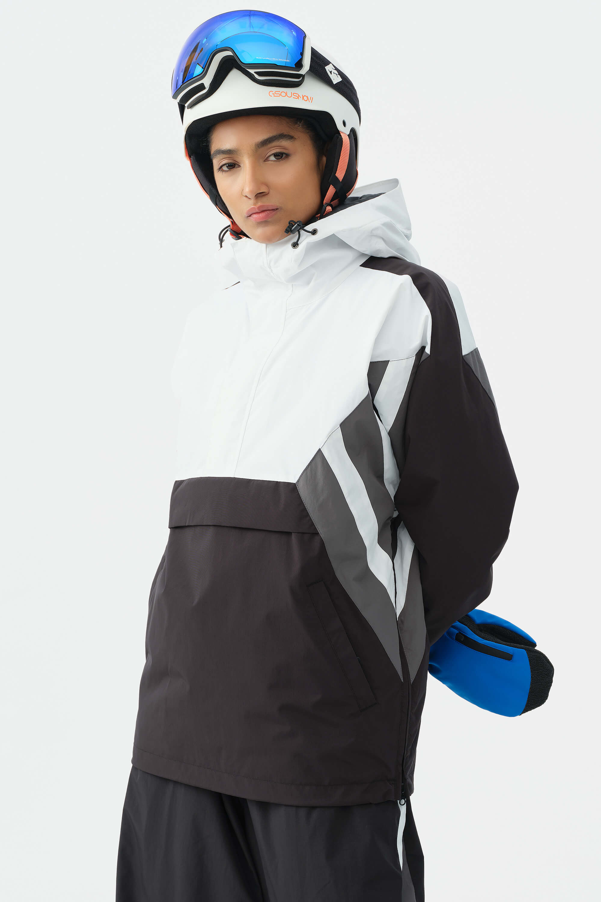 Women's Black & Red 90s Retro Track Colorblock Snow Anorak – GSou Snow