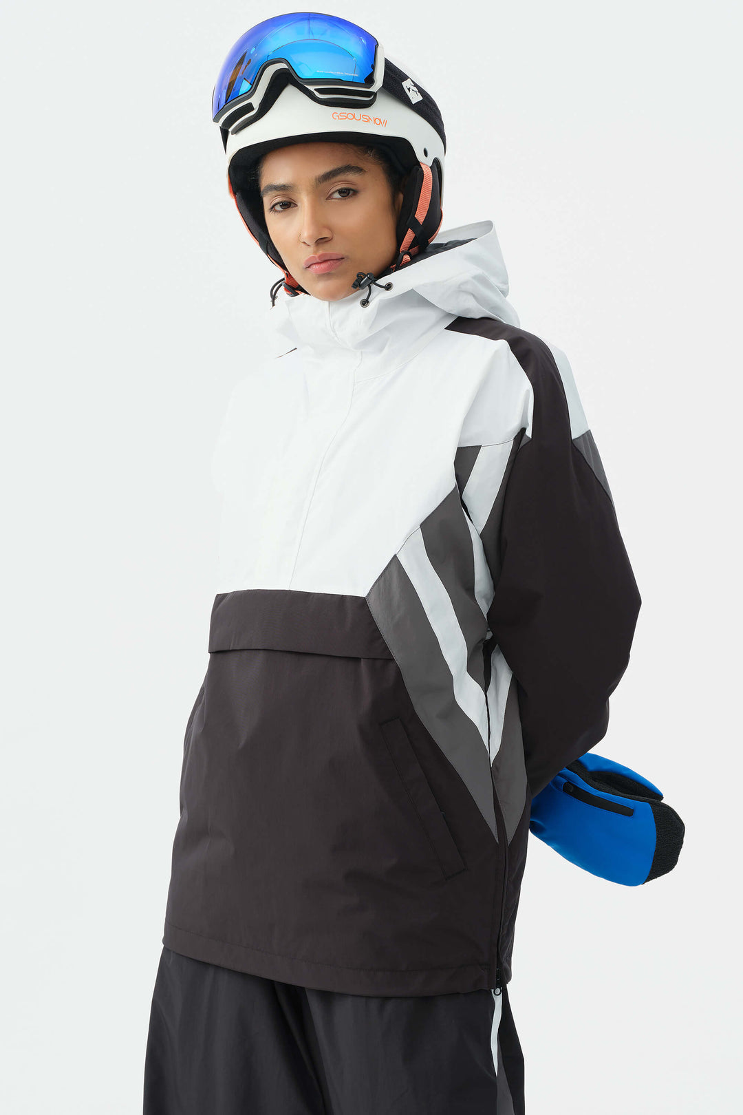 Svart & röd 90-tals retro träningsjacka i färgblock för kvinnor