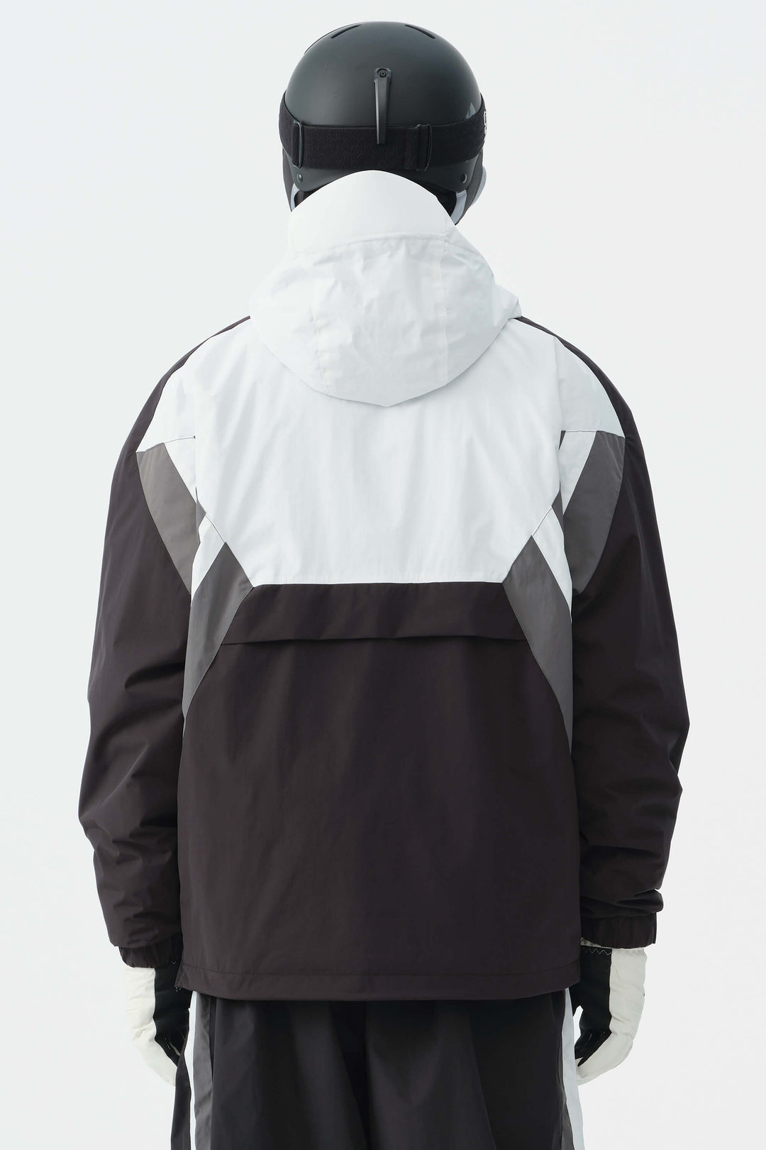 Heren zwart-witte 90s retro track colorblock sneeuwanorak