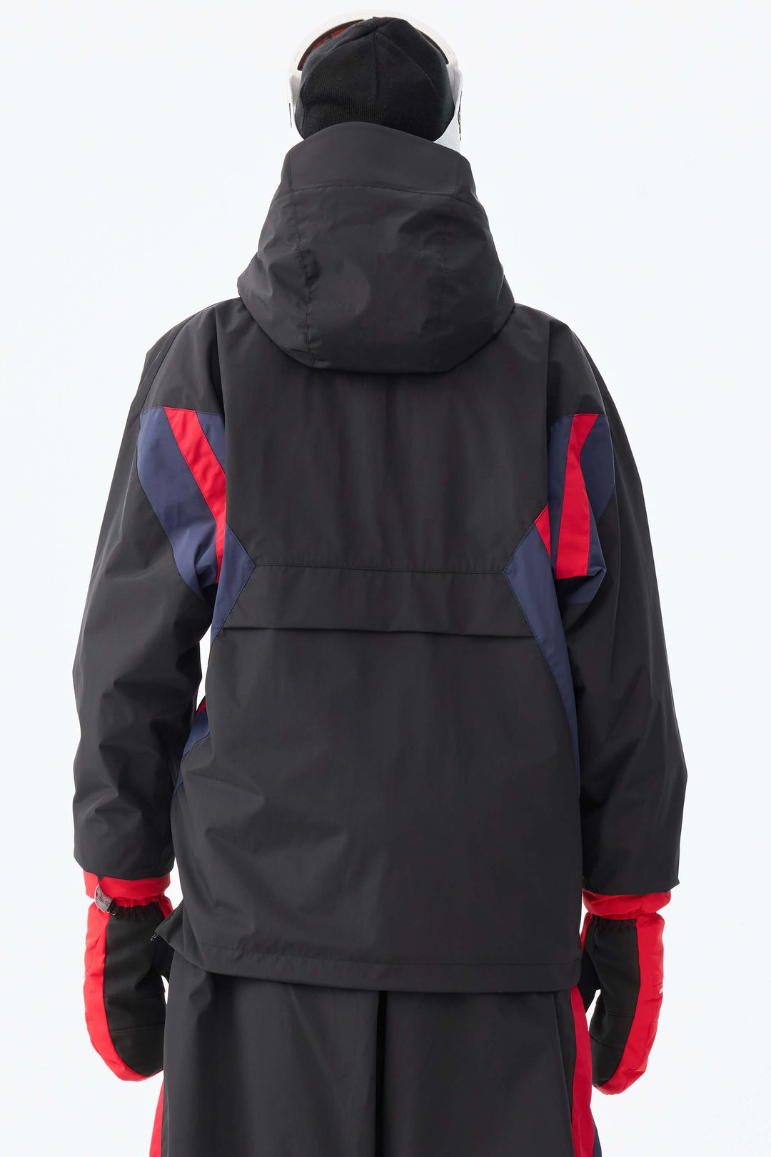 Svart & röd 90-tals retro träningsjacka i färgblock för kvinnor