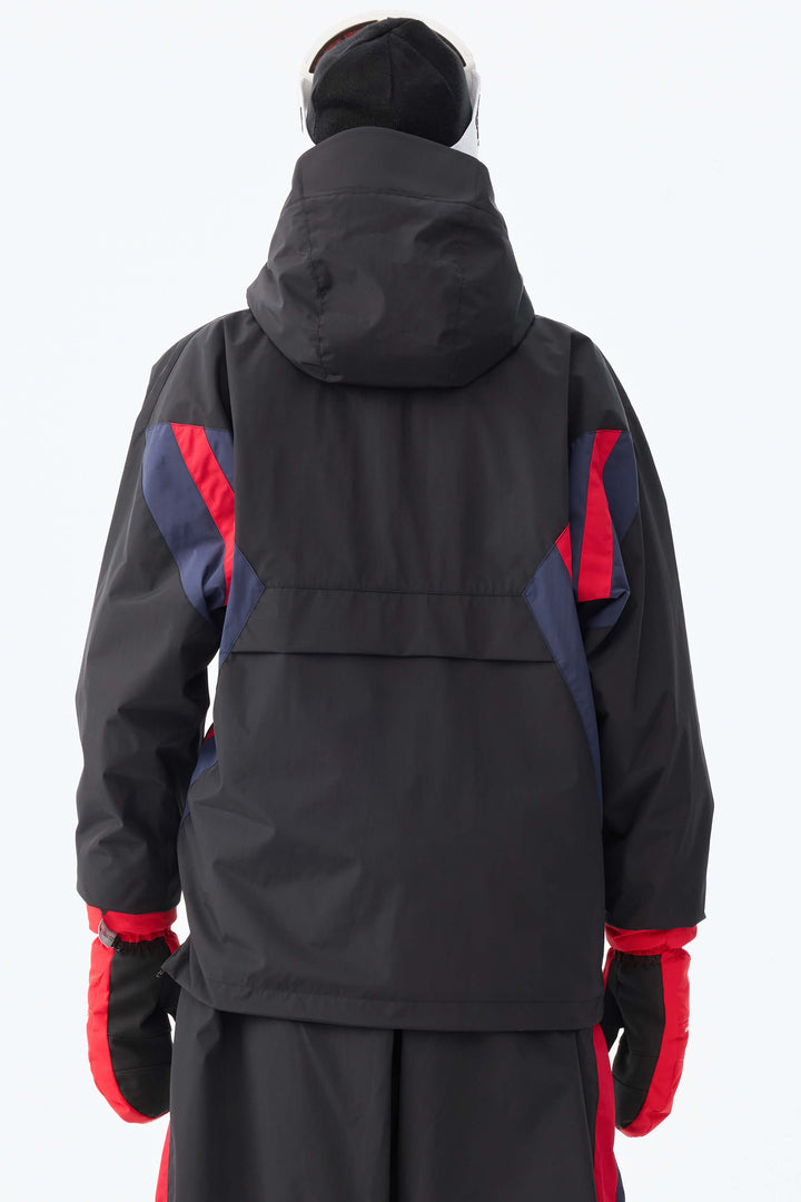 Svart & röd 90-tals retro träningsjacka i färgblock för kvinnor