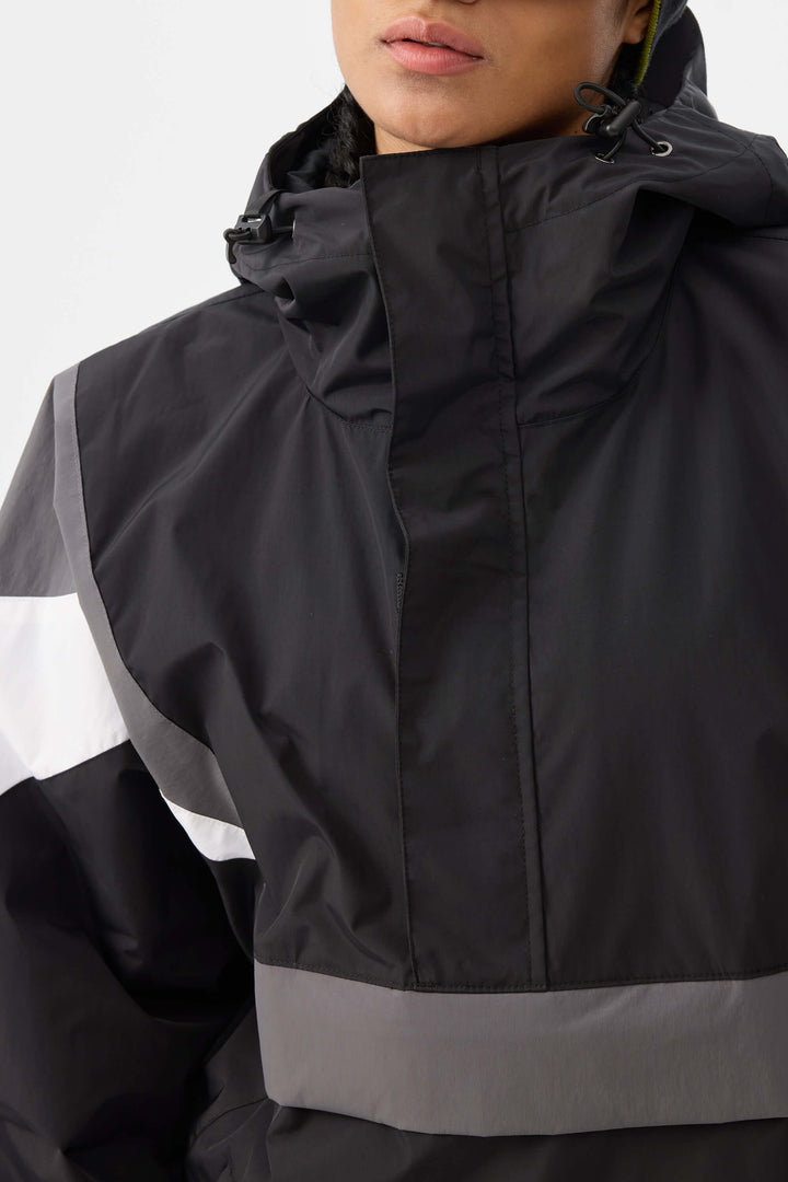 Women's Black & Grey Heritage Athletic Colorblock Half-Zip Snow Anorak