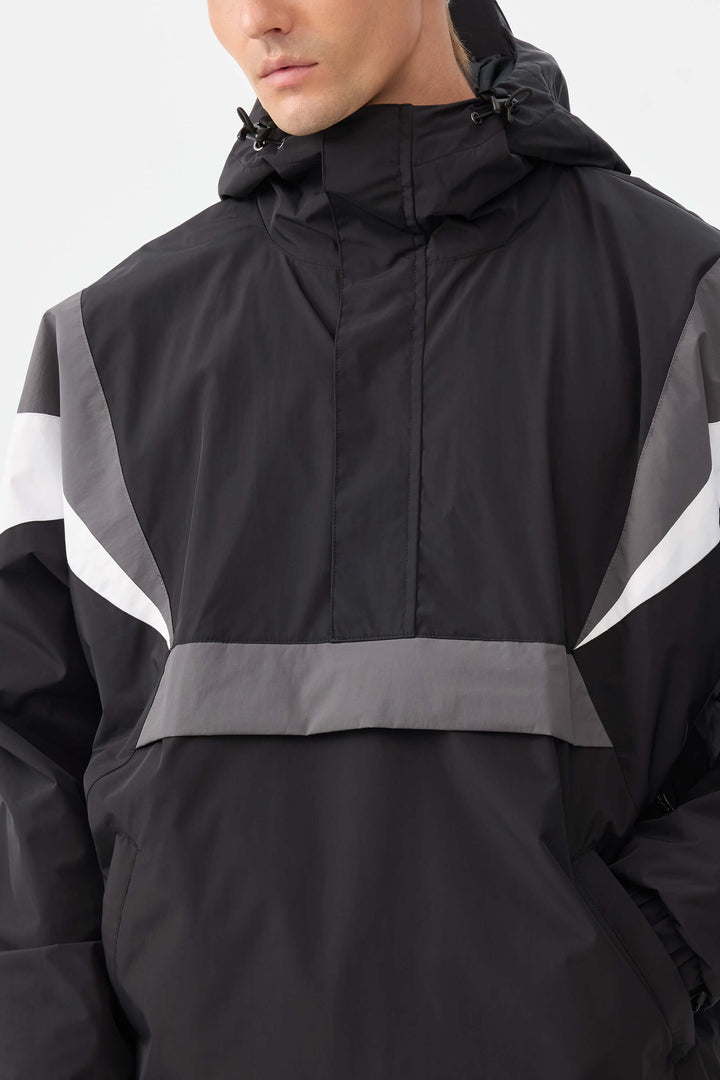 Men's Black & Grey Heritage Athletic Colorblock Half-Zip Snow Anorak
