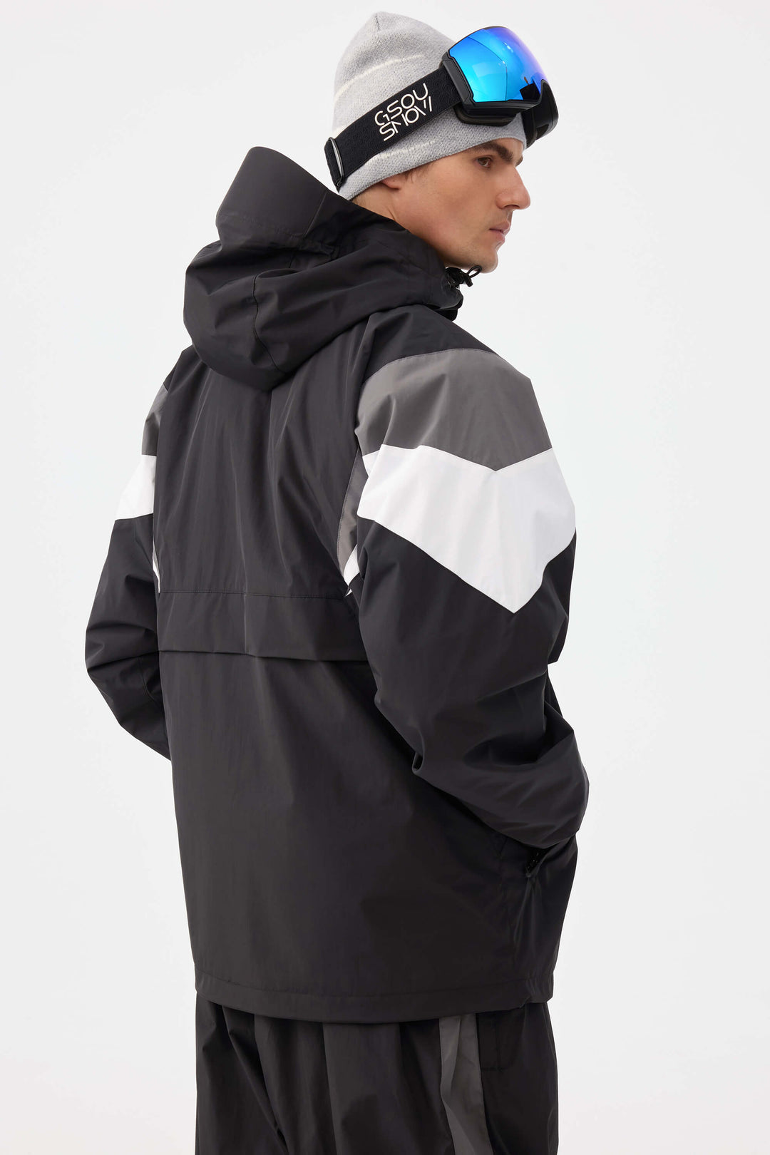 Men's Black & Grey Heritage Athletic Colorblock Half-Zip Snow Anorak