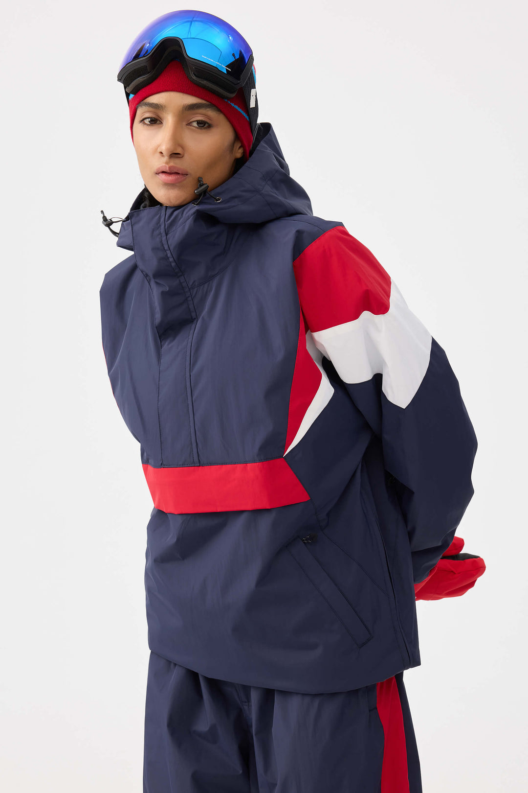 Women's Navy & Red Heritage Athletic Colorblock Half-Zip Snow Anorak