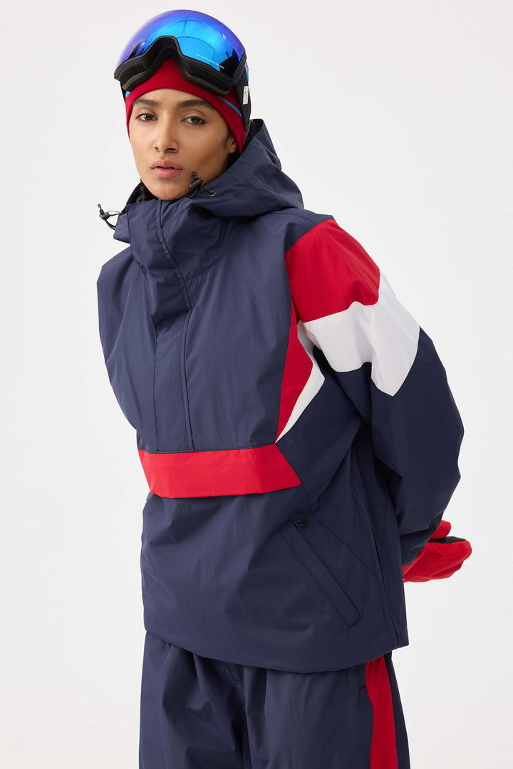 Women's Navy & Red Heritage Athletic Colorblock Half-Zip Snow Anorak
