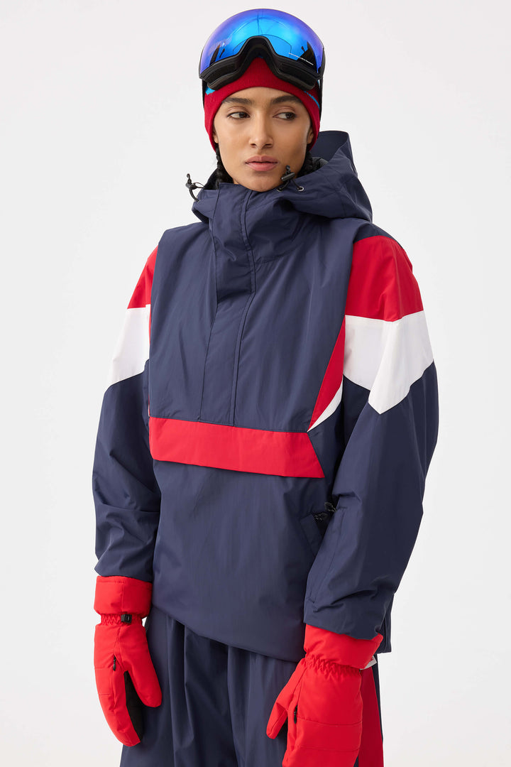 Women's Navy & Red Heritage Athletic Colorblock Half-Zip Snow Anorak