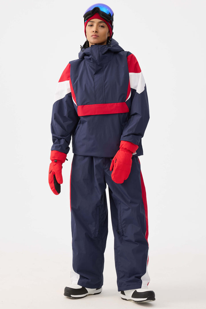 Women's Black & Grey Heritage Athletic Colorblock Half-Zip Snow Anorak