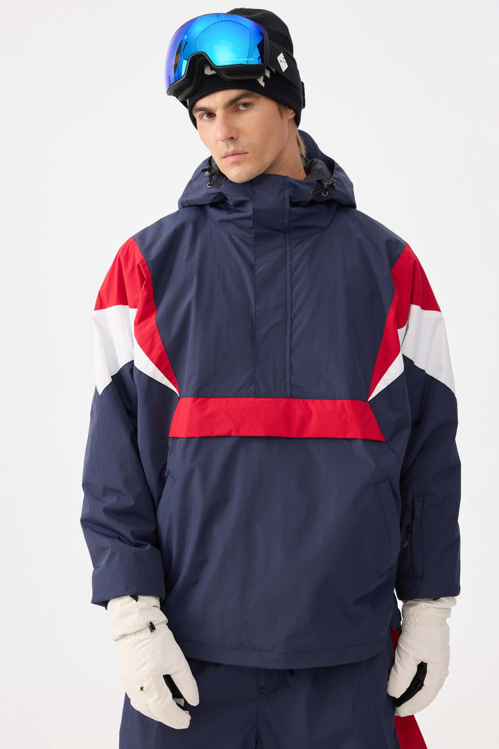 Men's Navy & Red Heritage Athletic Colorblock Half-Zip Snow Anorak