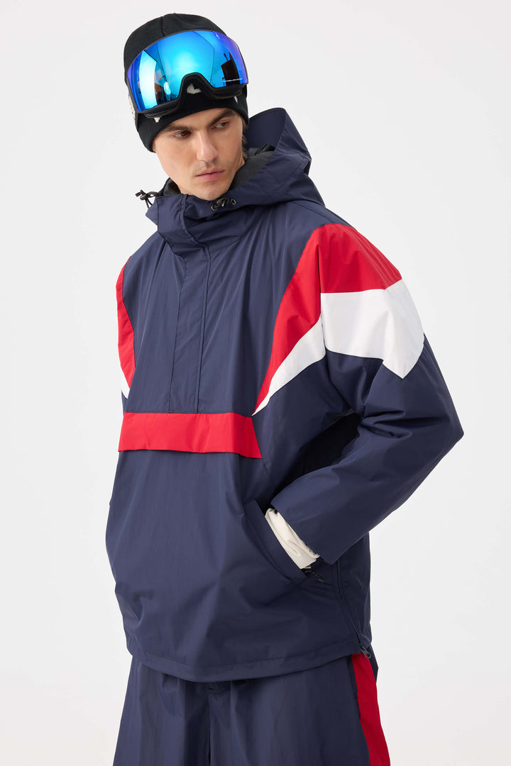 Men's Navy & Red Heritage Athletic Colorblock Half-Zip Snow Anorak