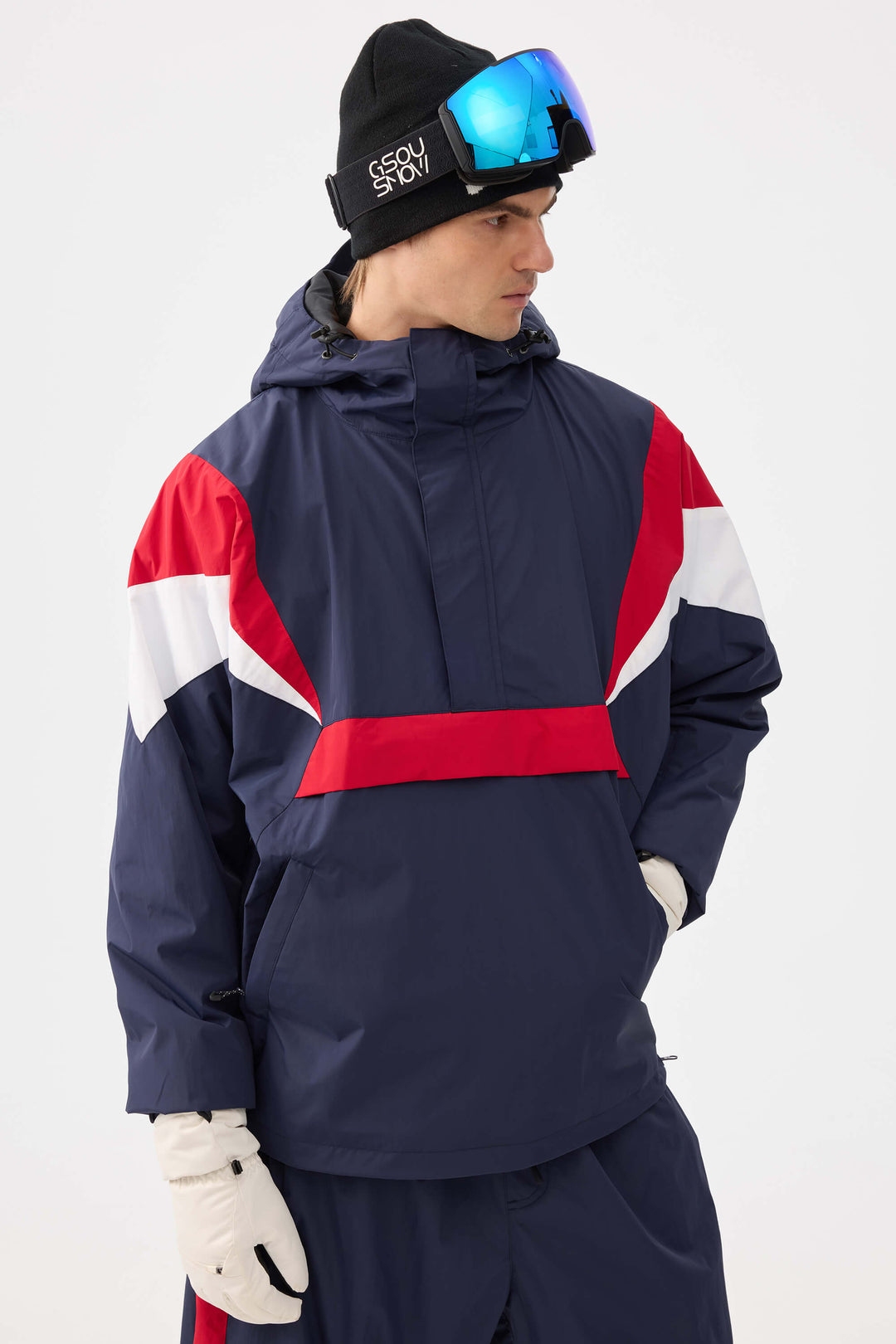 Men's Navy & Red Heritage Athletic Colorblock Half-Zip Snow Anorak