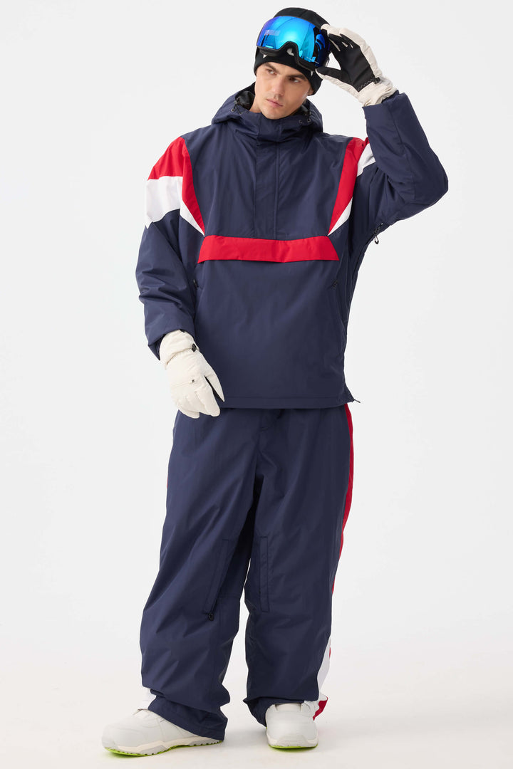 Men's Navy & Red Heritage Athletic Colorblock Half-Zip Snow Anorak