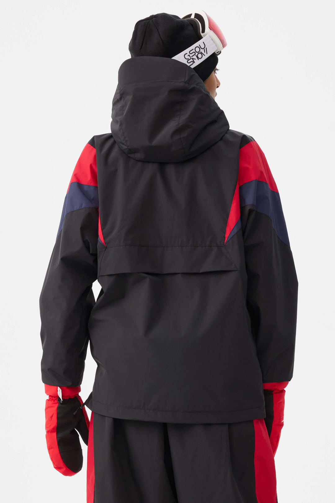 Women's Black & Red Heritage Athletic Colorblock Half-Zip Snow Anorak