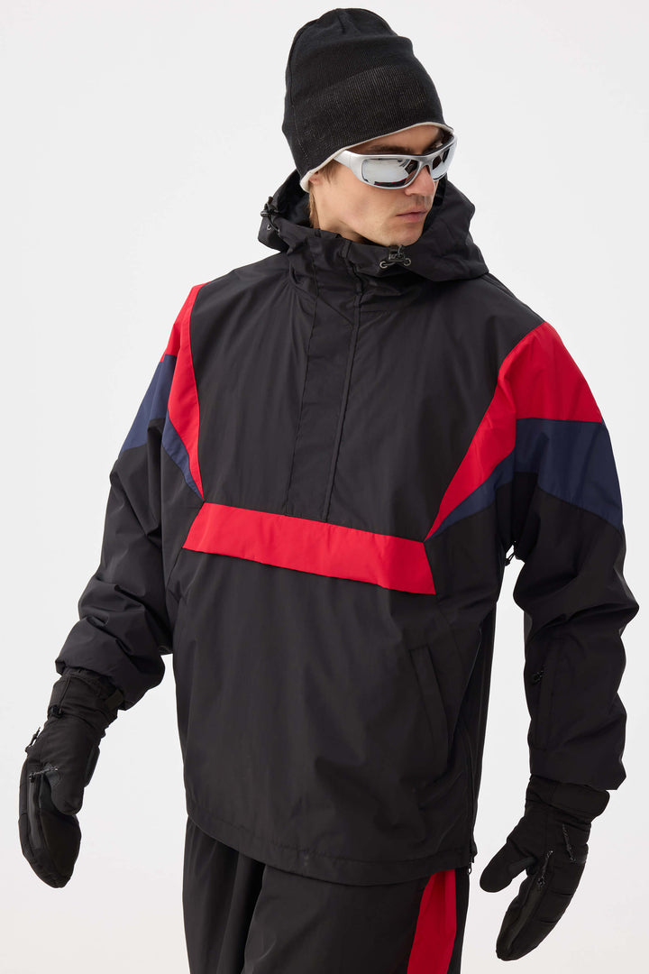 Men's Navy & Red Heritage Athletic Colorblock Half-Zip Snow Anorak
