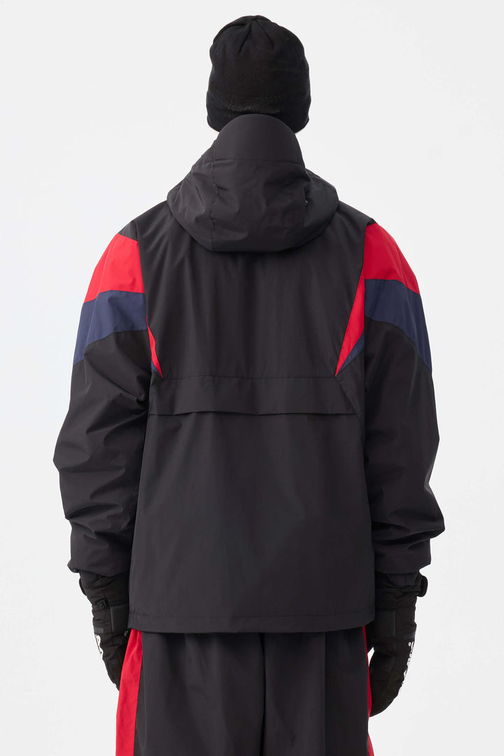 Men's Black & Red Heritage Athletic Colorblock Half-Zip Snow Anorak