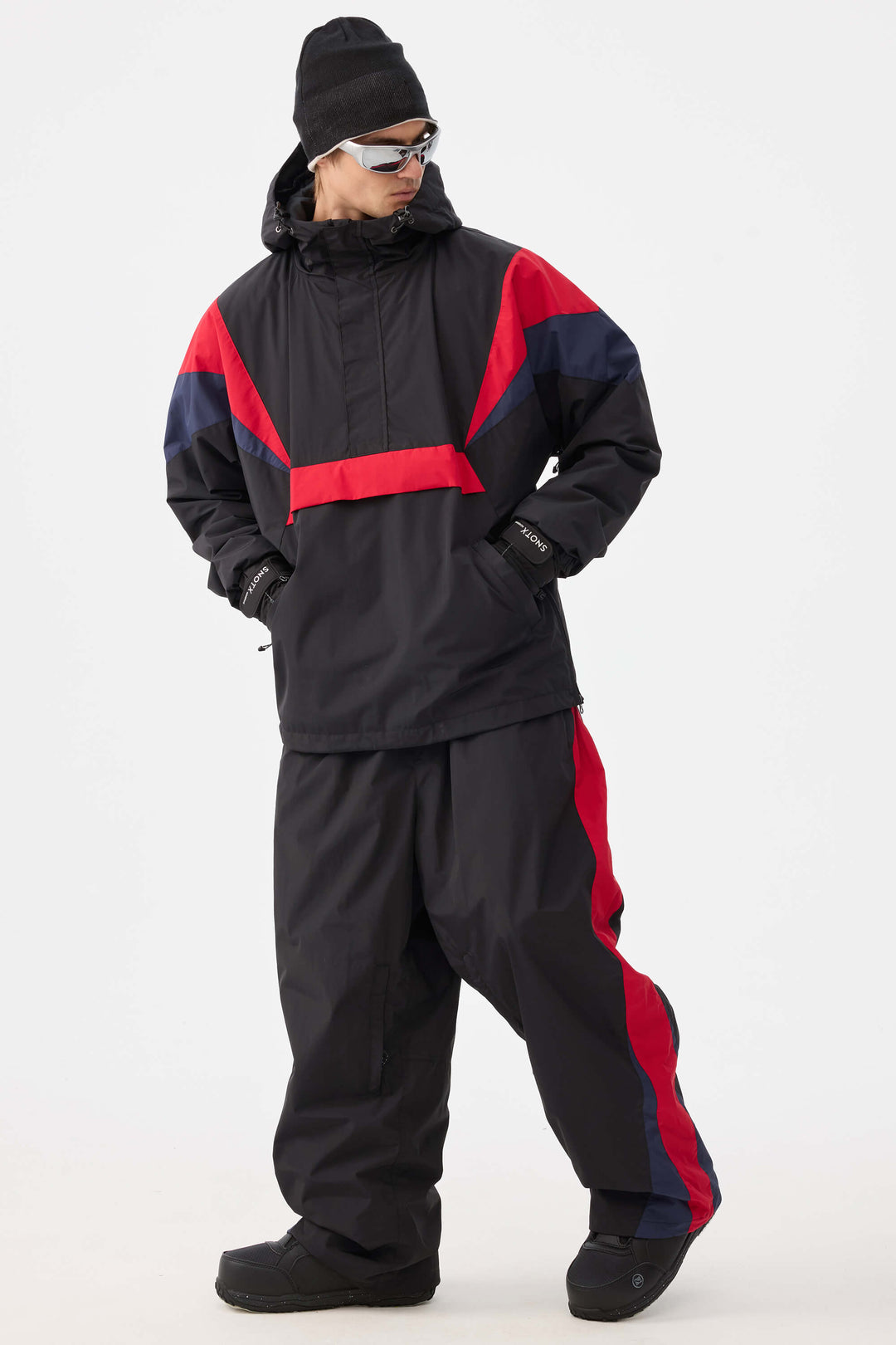 Men's Navy & Red Heritage Athletic Colorblock Half-Zip Snow Anorak