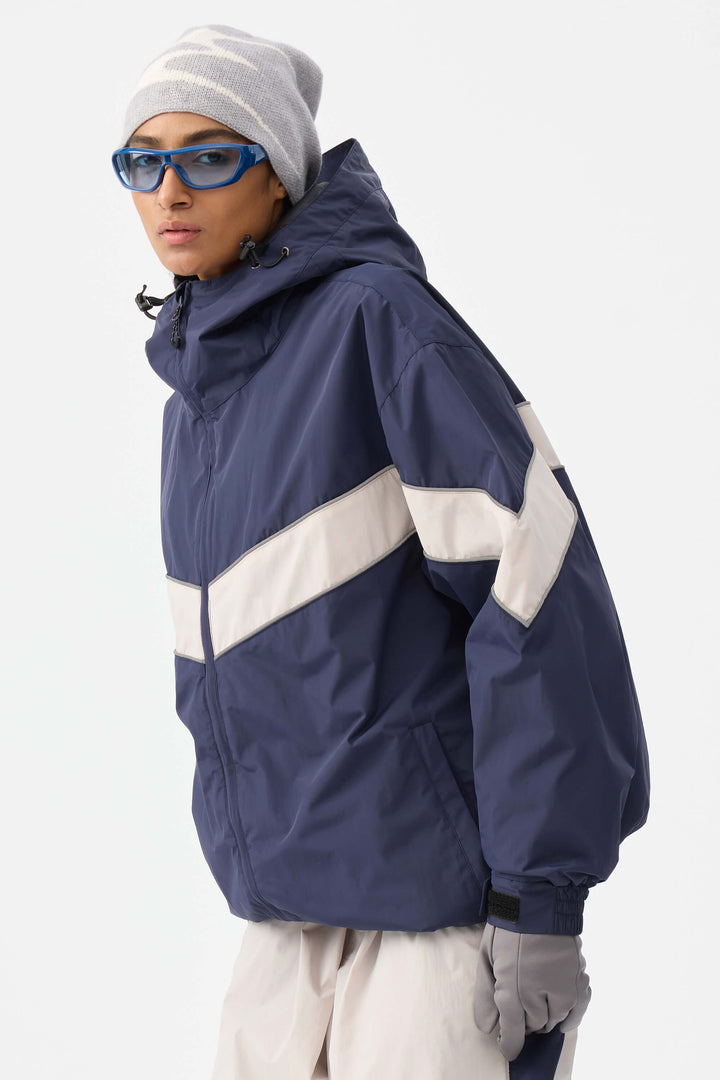 Women's Off White Retro Track Chevron Stripe Snow Jacket