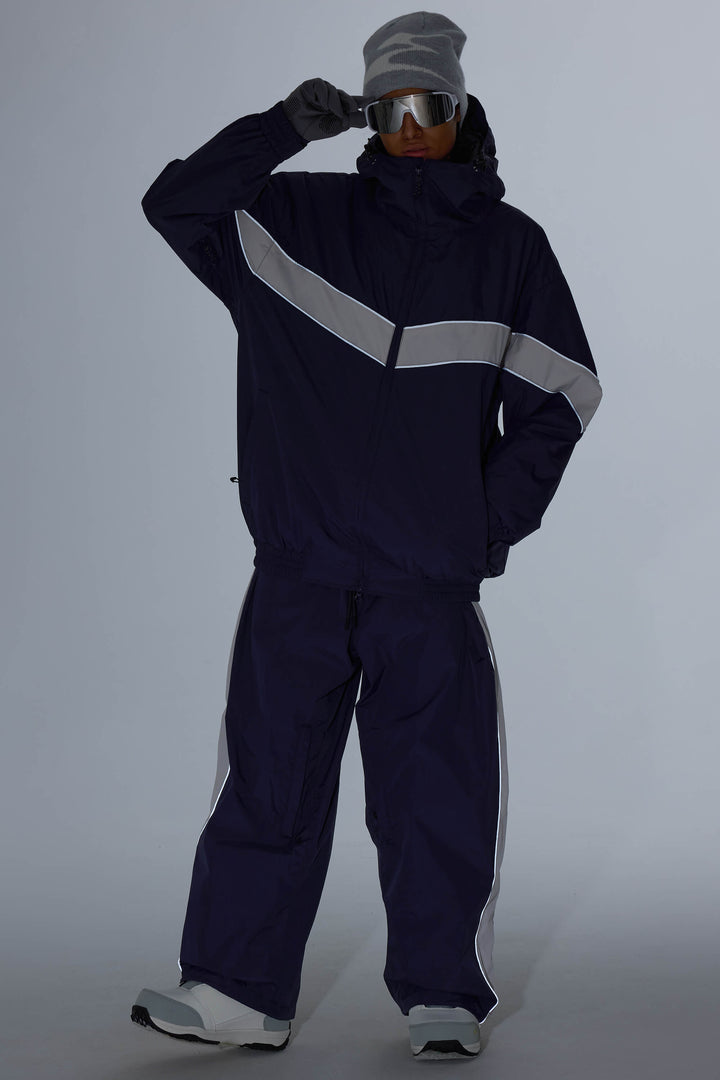 Women's Off White Retro Track Chevron Stripe Snow Jacket