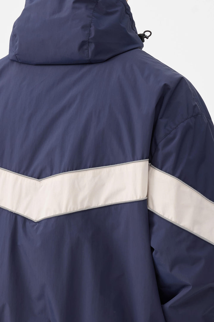 Marinblå Retro Track Chevron Randig Vinterjacka för Herr