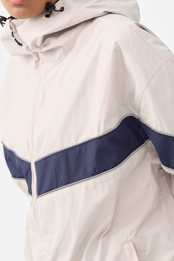 Women's Off White Retro Track Chevron Stripe Snow Jacket