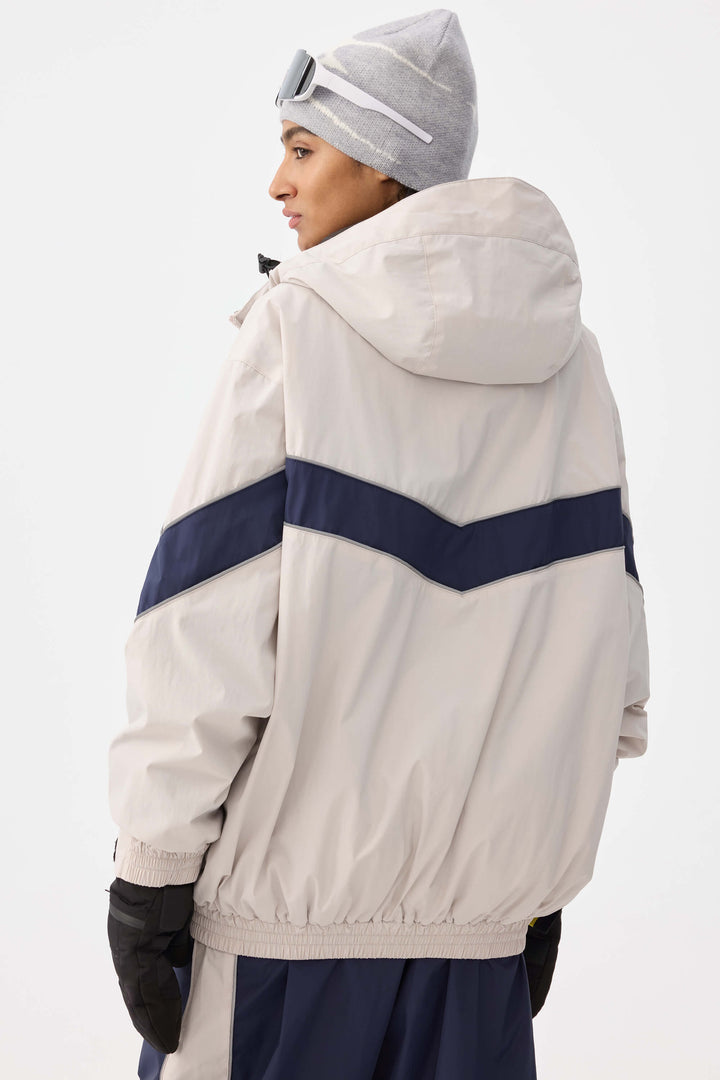 Women's Off White Retro Track Chevron Stripe Snow Jacket