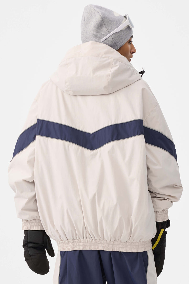 Women's Off White Retro Track Chevron Stripe Snow Jacket