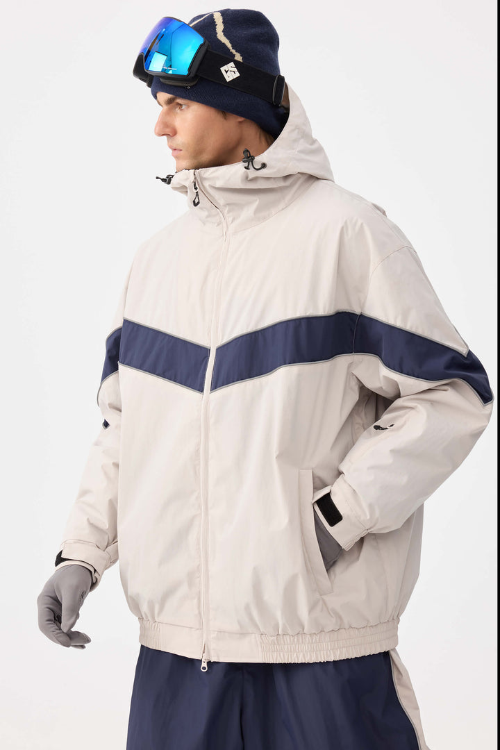 Męska czarna kurtka śnieżna Retro Track Chevron Stripe