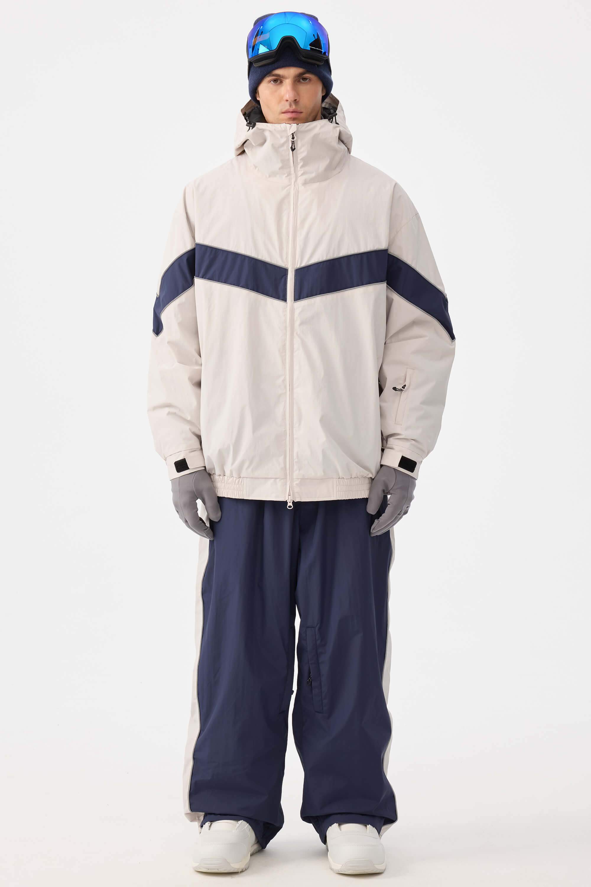 Men's Off White Retro Track Chevron Stripe Snow Jacket – GSou Snow