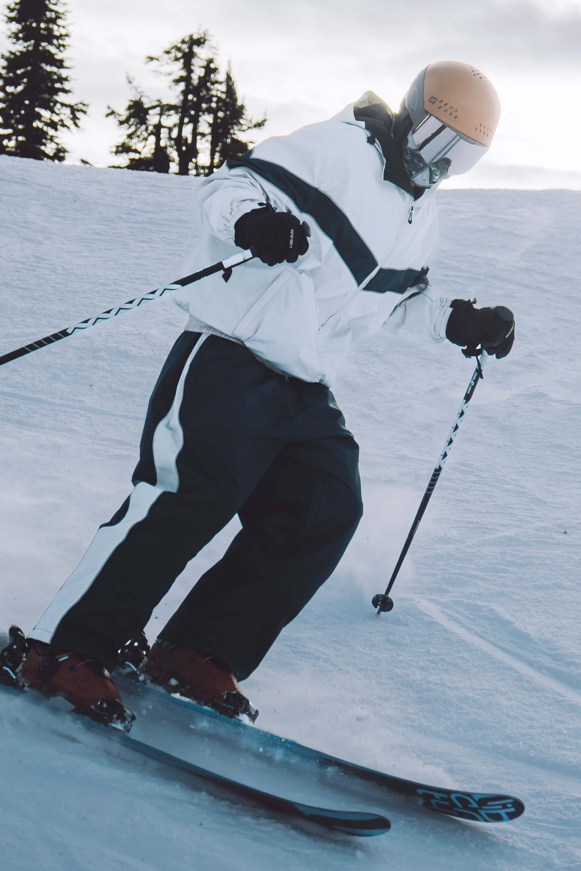 Men's Off White Retro Track Chevron Stripe Snow Jacket – GSou Snow