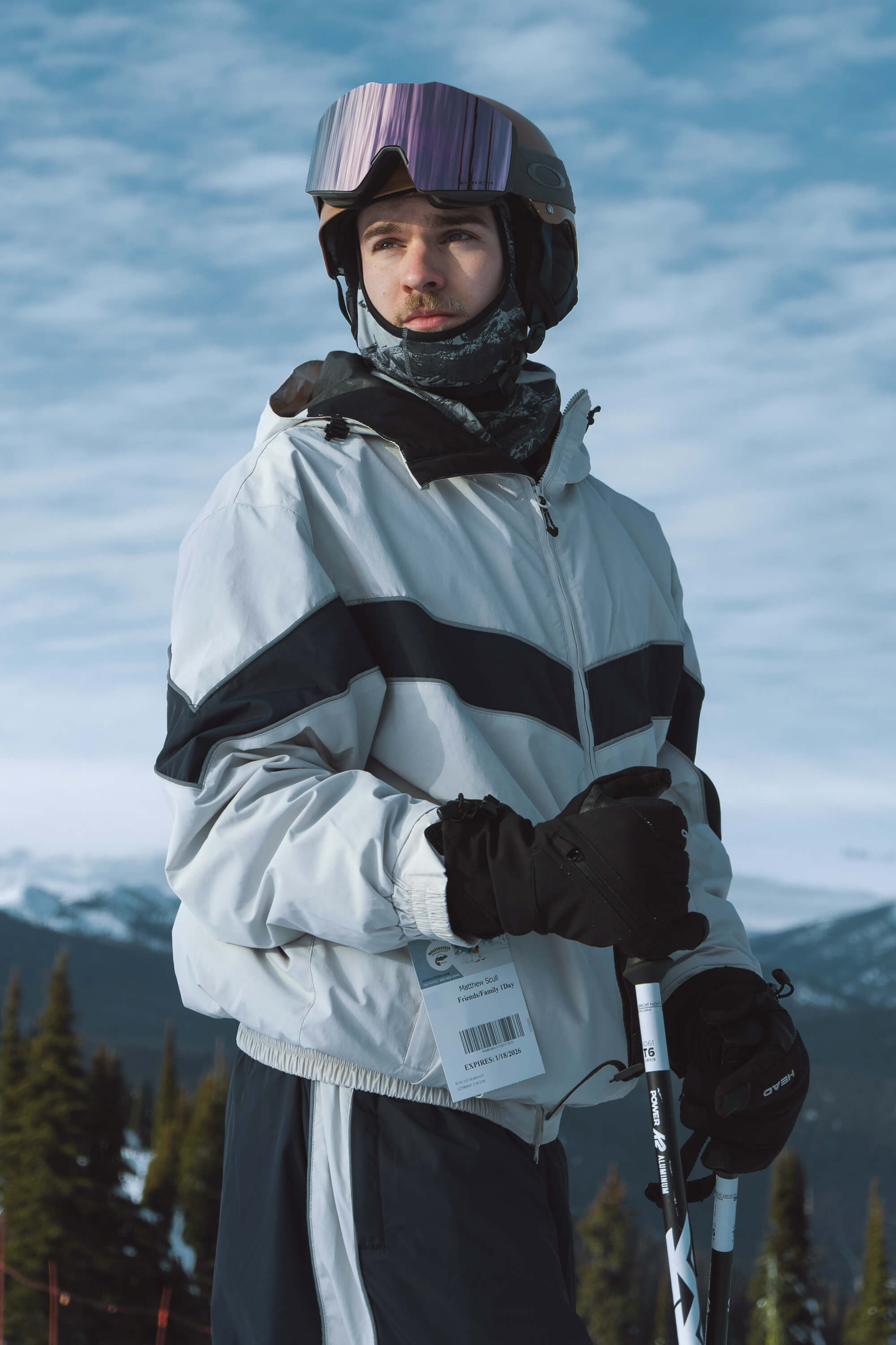 Men's Off White Retro Track Chevron Stripe Snow Jacket – GSou Snow