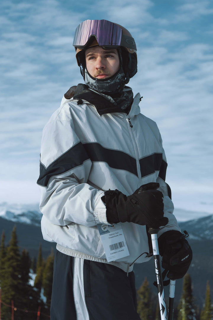 Men's Off White Retro Track Chevron Stripe Snow Jacket