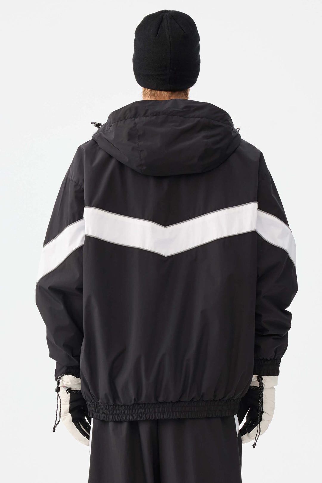 Męska czarna kurtka śnieżna Retro Track Chevron Stripe