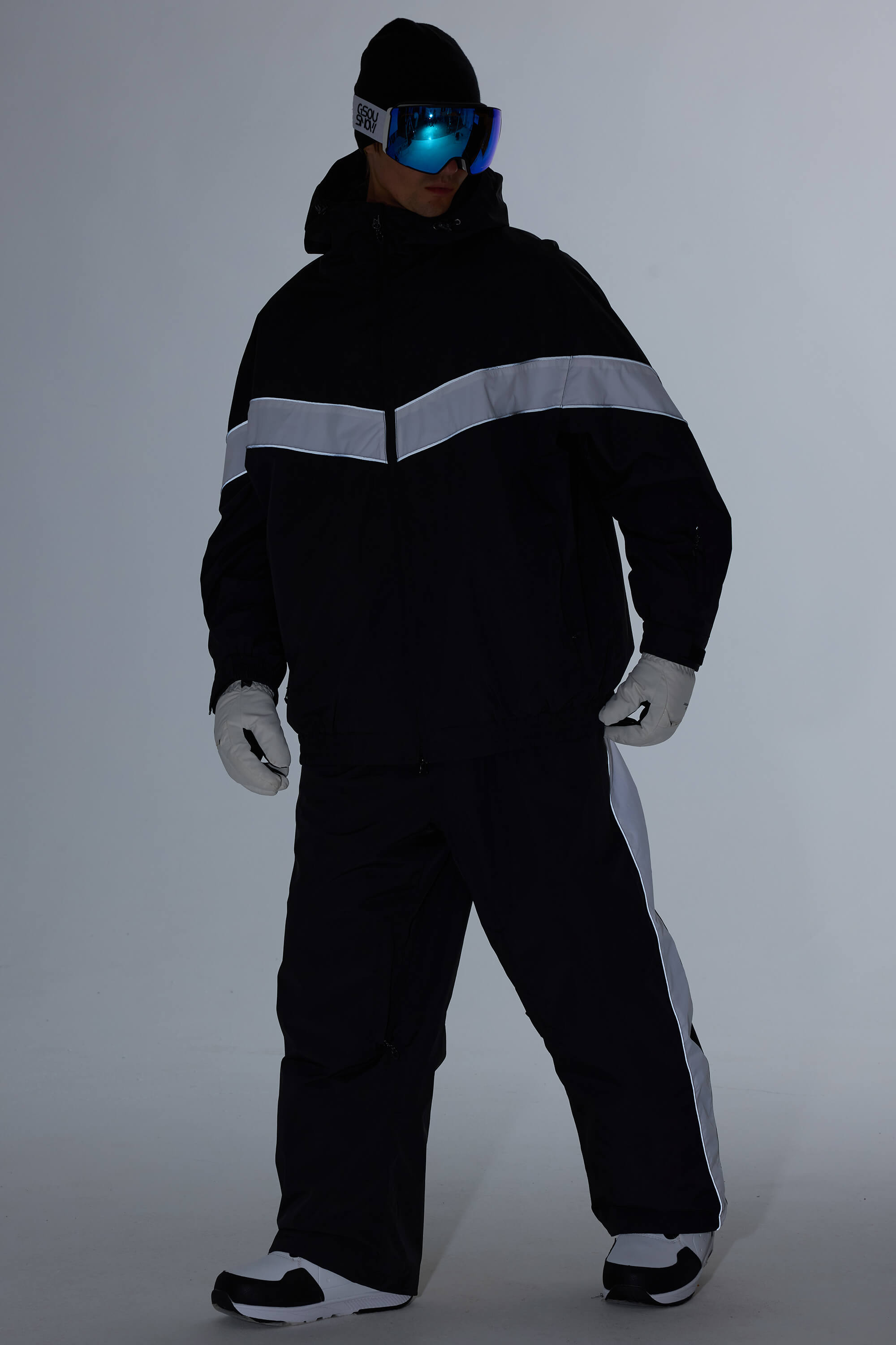 Men's Off White Retro Track Chevron Stripe Snow Jacket – GSou Snow