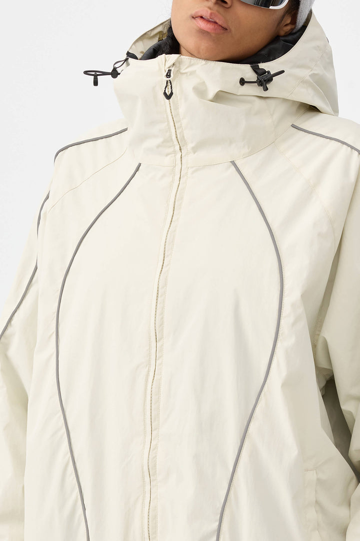 Damska kurtka śnieżna Off White Retro Track z odblaskowymi lamówkami