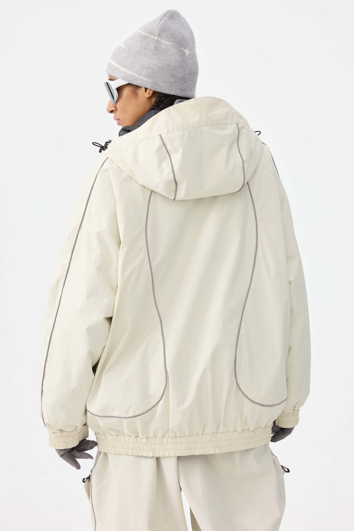 Damska kurtka śnieżna Off White Retro Track z odblaskowymi lamówkami