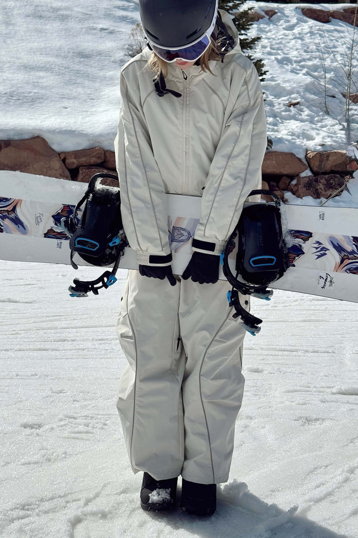 Women's Off White Retro Track Reflective Piping Snow Jacket