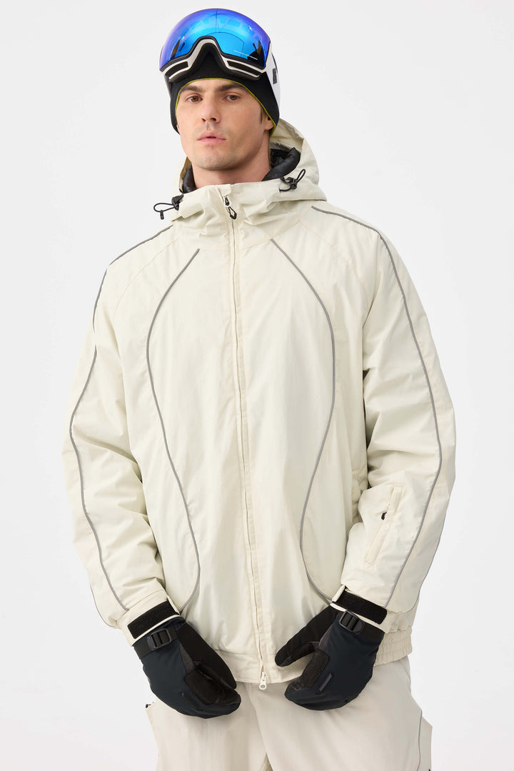 Męska czarna kurtka śnieżna Retro Track z odblaskowymi lamówkami