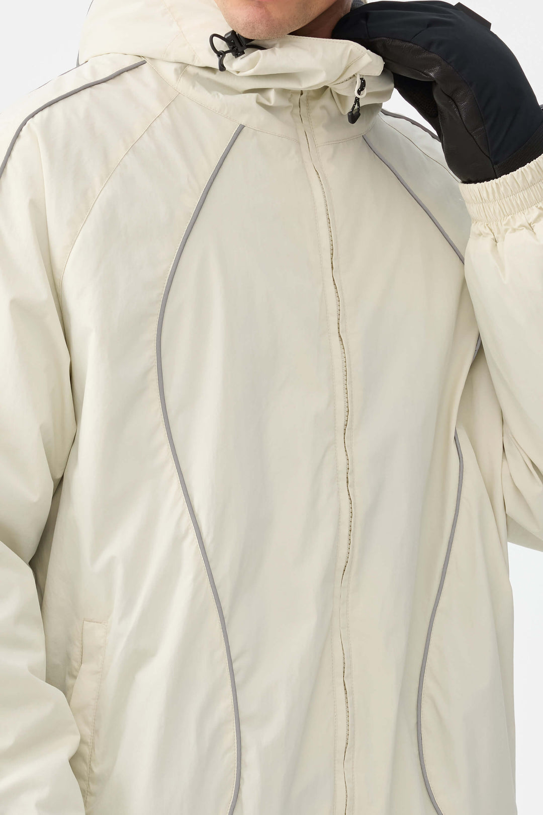 Męska czarna kurtka śnieżna Retro Track z odblaskowymi lamówkami